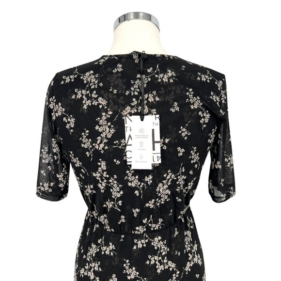 41 Hawthorn Floral A-Line Mesh Dress Black Short Sleeve Size Small NWT - Picture 8 of 11